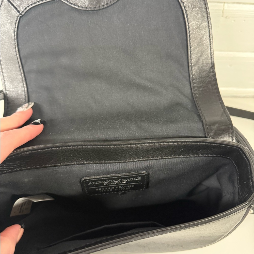 American Eagle | Black Leather Crossbody Bag - Picture 4 of 8
